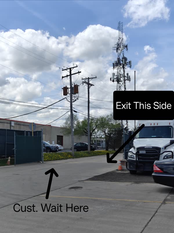 Customer waiting area and truck exit side.