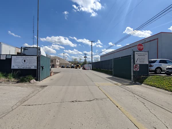 Entrance and drive-in lane at James Drive Safety Lane Mount Prospect IL.