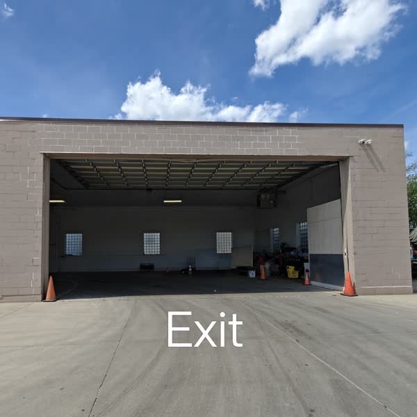 Inspection bay exit at James Drive Safety Lane.